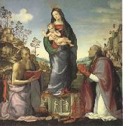 ALBERTINELLI  Mariotto The Virgin and Child Adored by Saints Jerome and Zenobius (mk05) oil painting picture wholesale